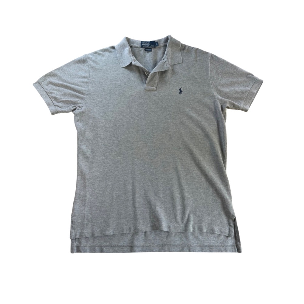 Polo Ralph Lauren Mens Large Gray Short Sleeve Cotton Pique Pony Logo Polo Shirt